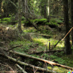DALL·E tekoälymallin luoma näkemys luonnontilaisesta suomalaisesta metsästä